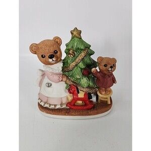 HOMCO Mama Bear with Baby Bear and Christmas Tree #5114 Holiday Figurine